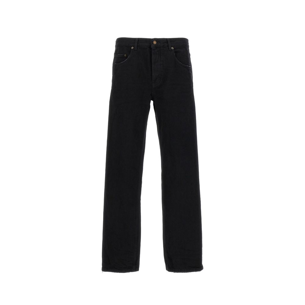 Black Cotton Relaxed Fit Jeans - TIZZIL