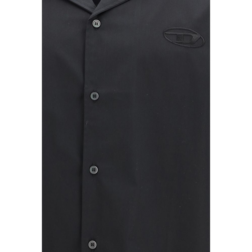 Black Cotton Shortsleeve Shirt - TIZZIL