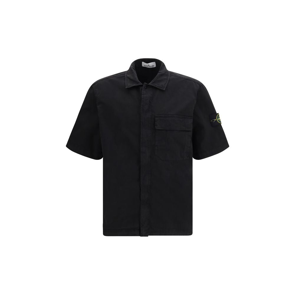 Black Cotton Shortsleeve Shirt - TIZZIL