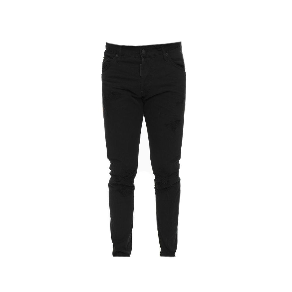 Black Cotton Skinny Jeans - TIZZIL
