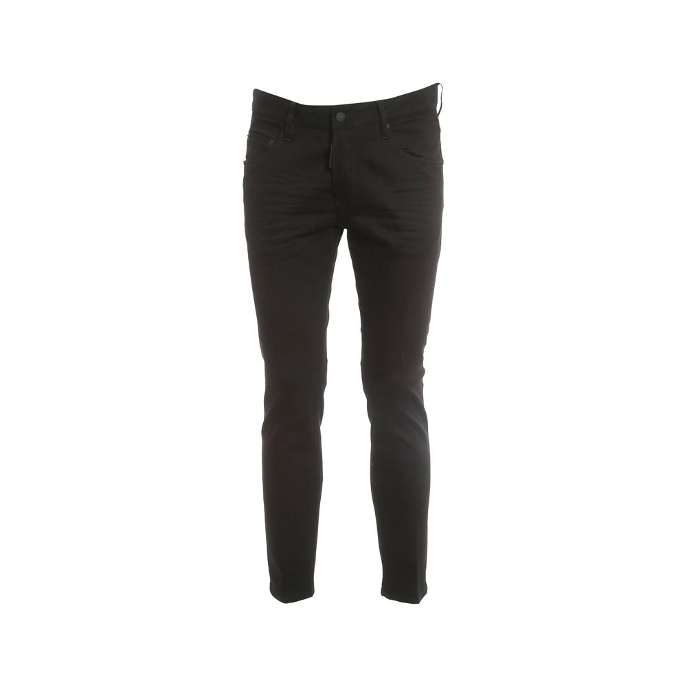 Black Cotton Skinny Jeans - TIZZIL