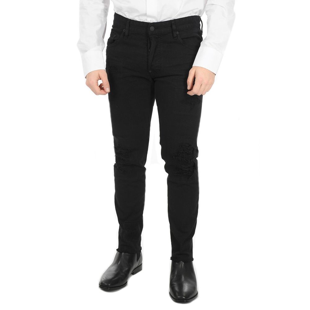 Black Cotton Skinny Jeans - TIZZIL