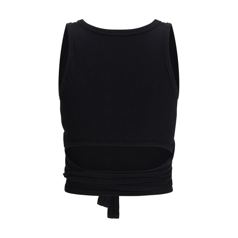 Black Cotton Sleeveles T-Shirt - TIZZIL