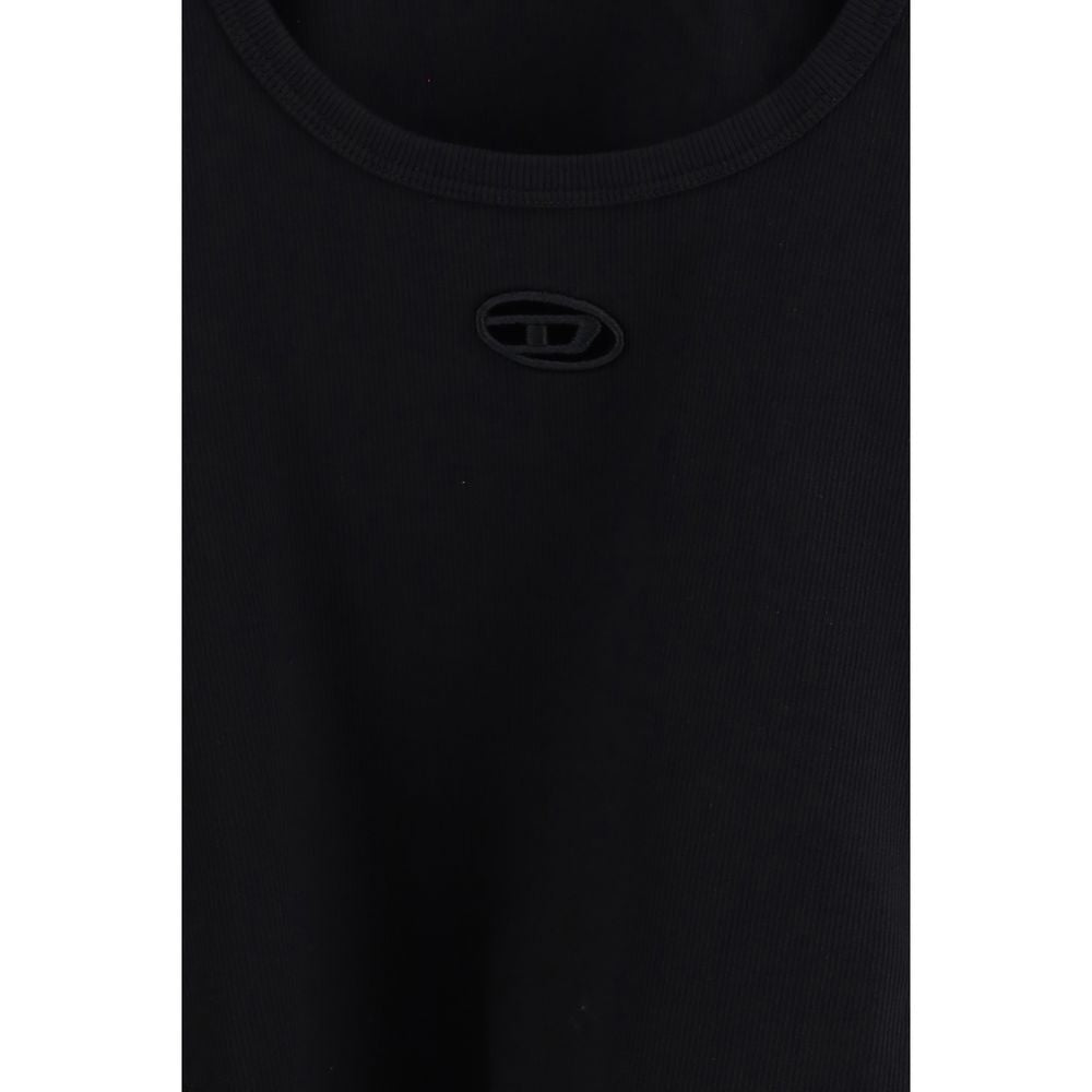 Black Cotton Sleeveles T-Shirt - TIZZIL