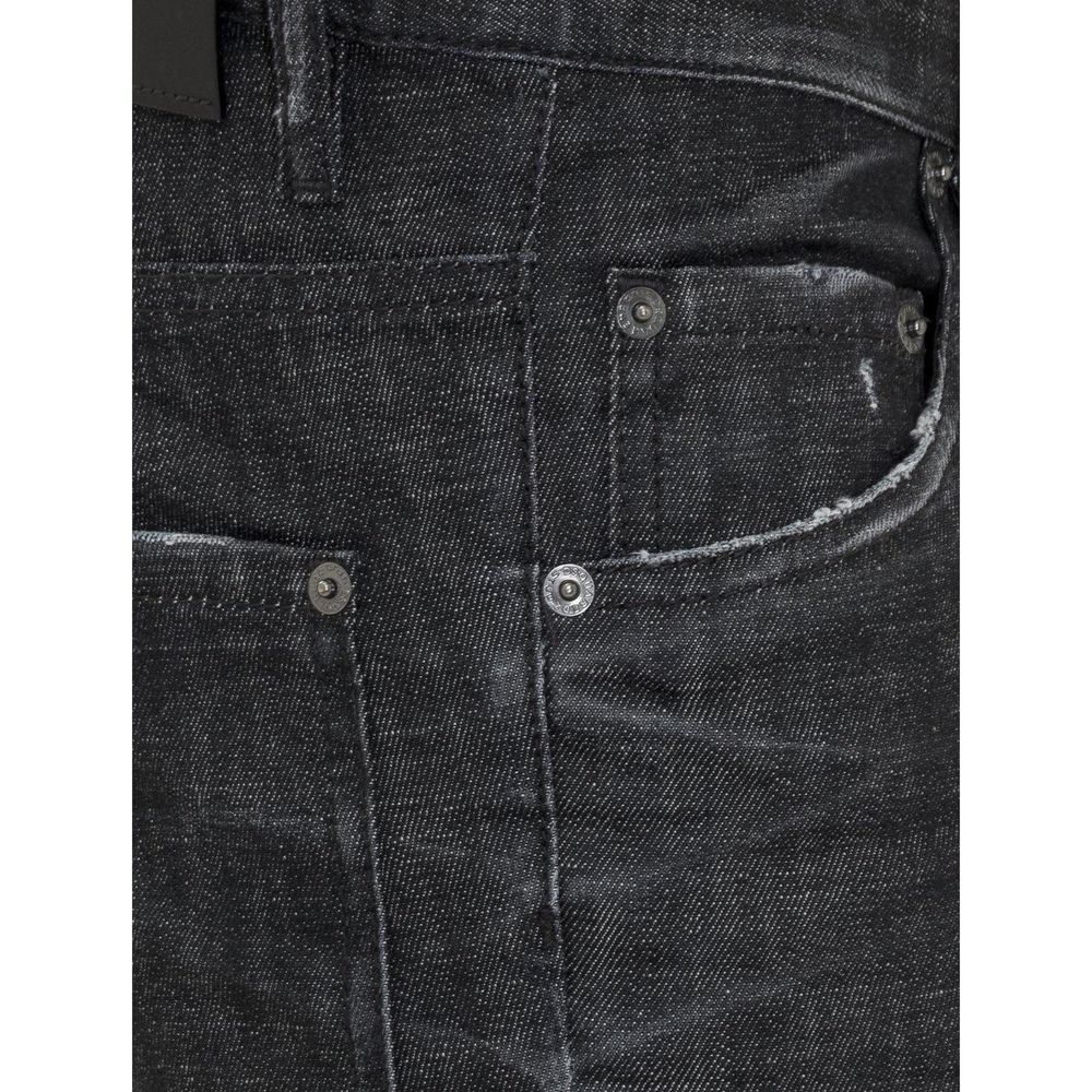 Black Cotton Slim Fit Jeans - TIZZIL