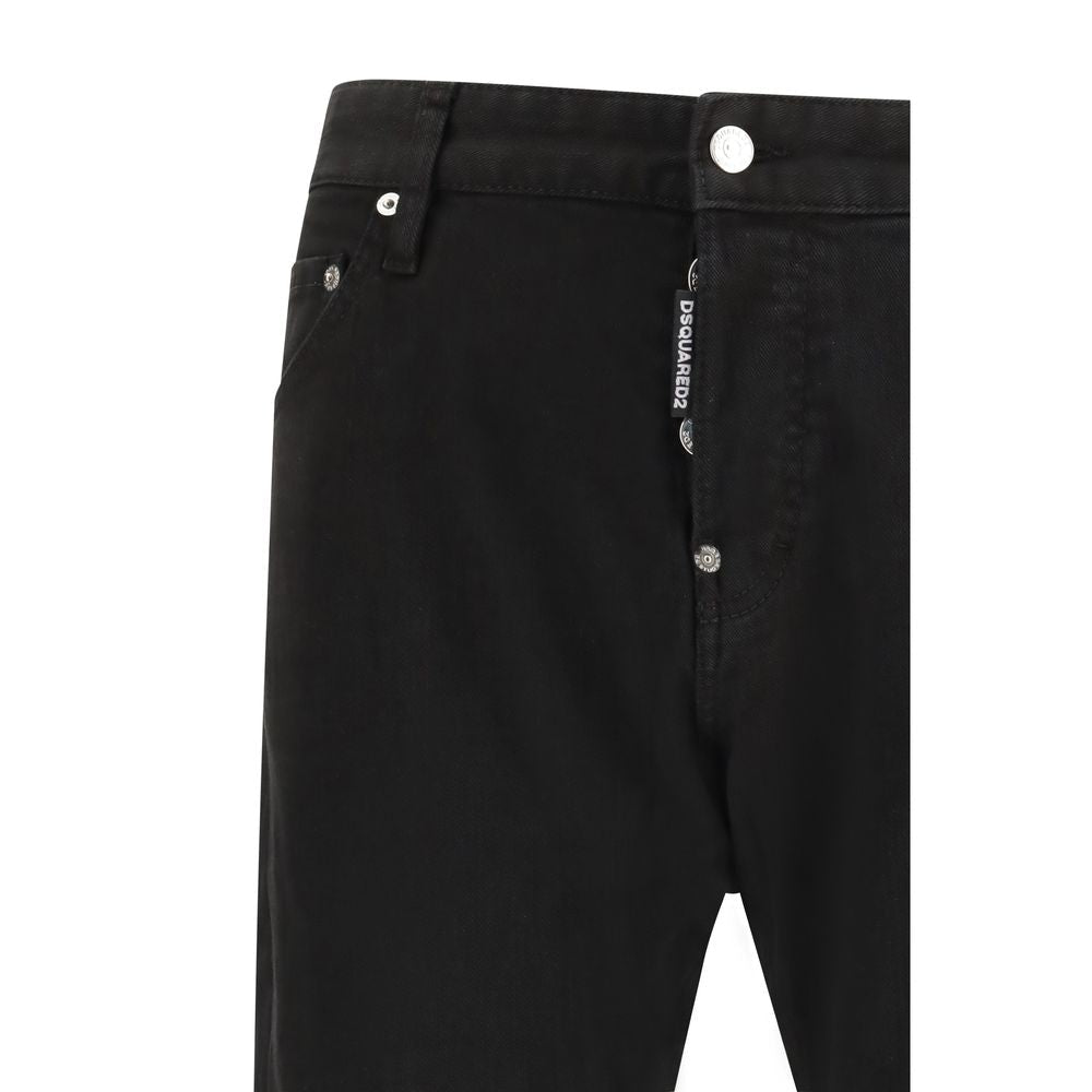 Black Cotton Slim Fit Jeans - TIZZIL