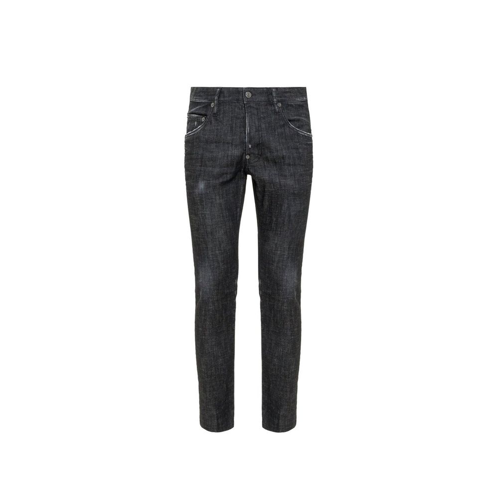 Black Cotton Slim Fit Jeans - TIZZIL