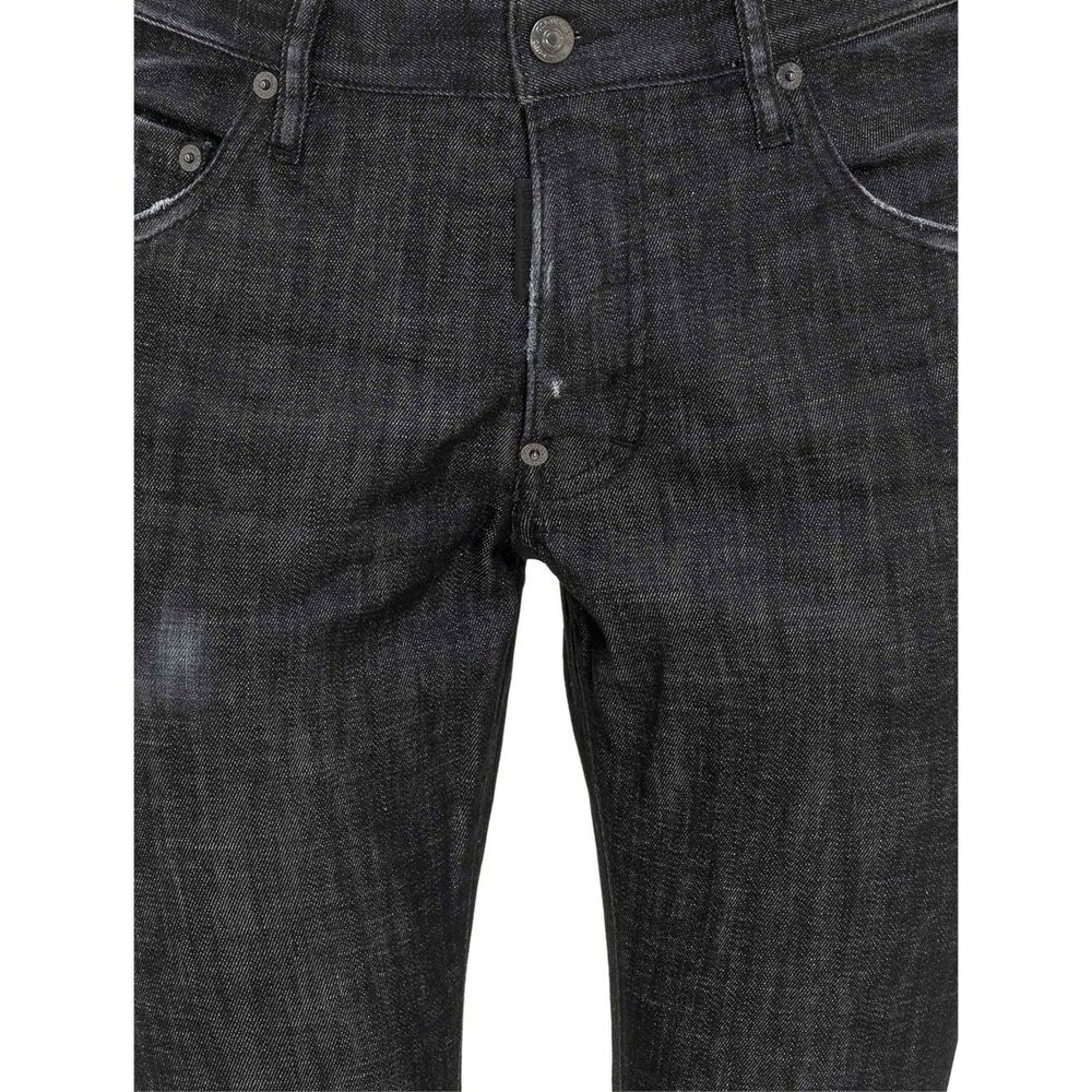 Black Cotton Slim Fit Jeans - TIZZIL