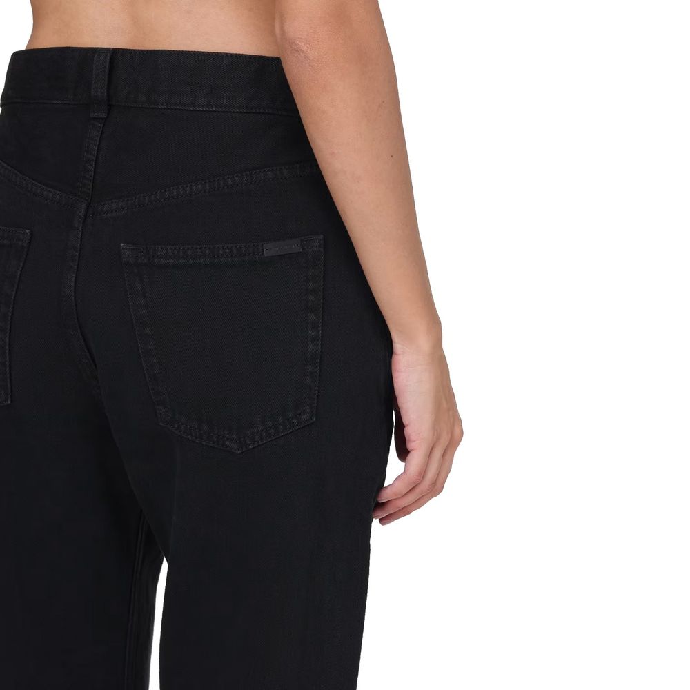 Black Cotton Straight - Leg Jeans - TIZZIL
