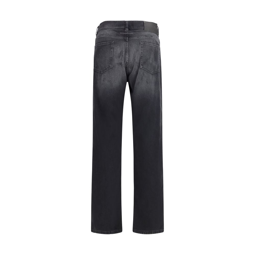 Black Cotton Straight - Leg Jeans - TIZZIL