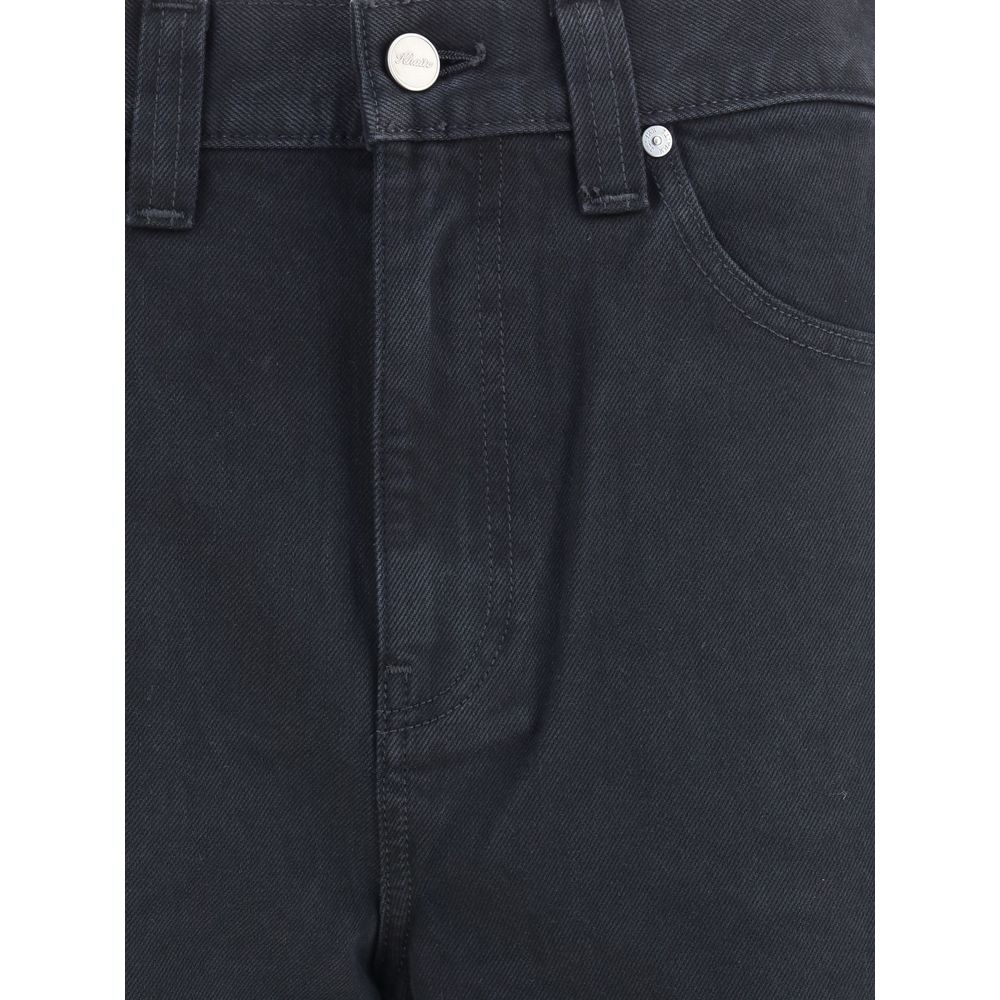 Black Cotton Straight - Leg Jeans - TIZZIL