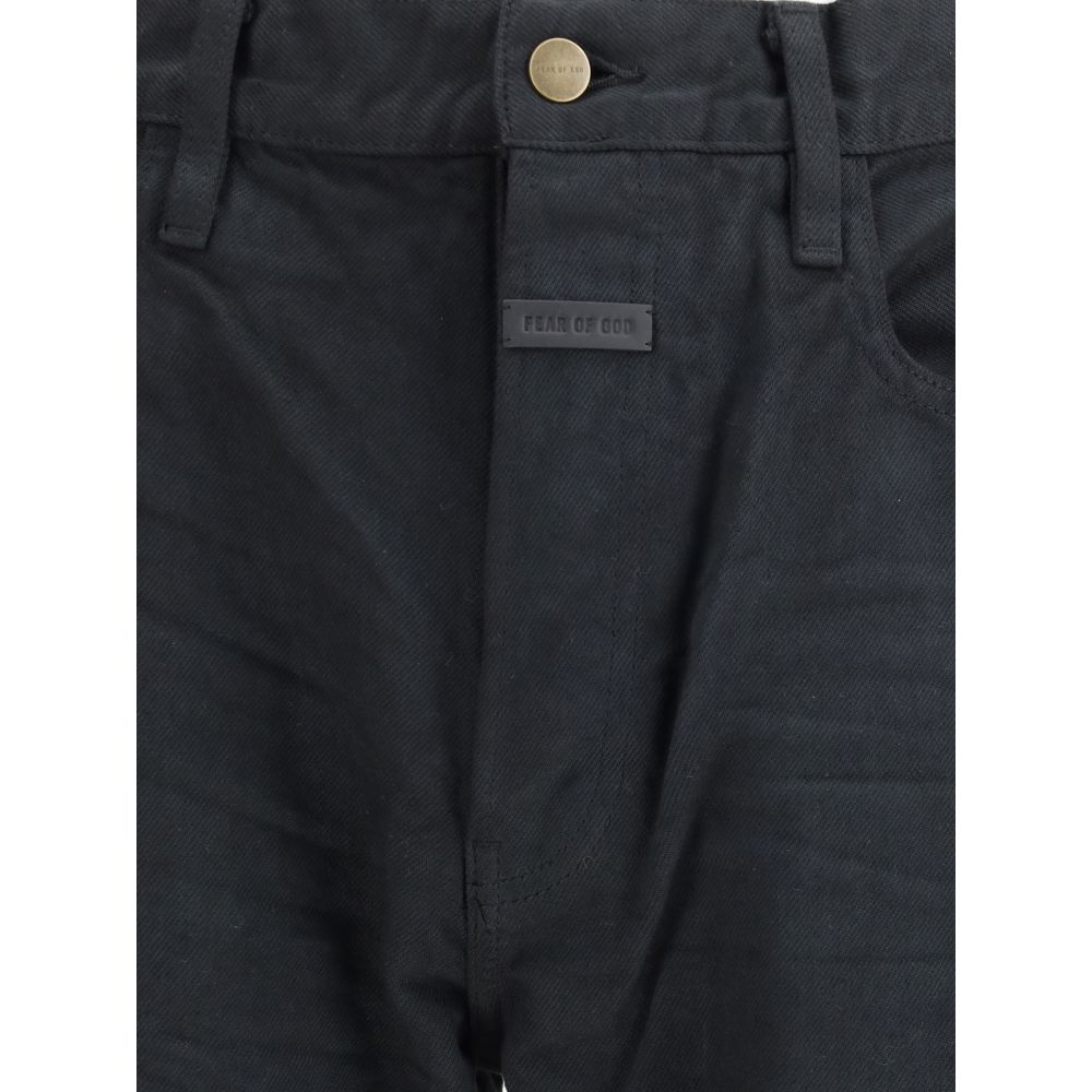 Black Cotton Straight - Leg Jeans - TIZZIL