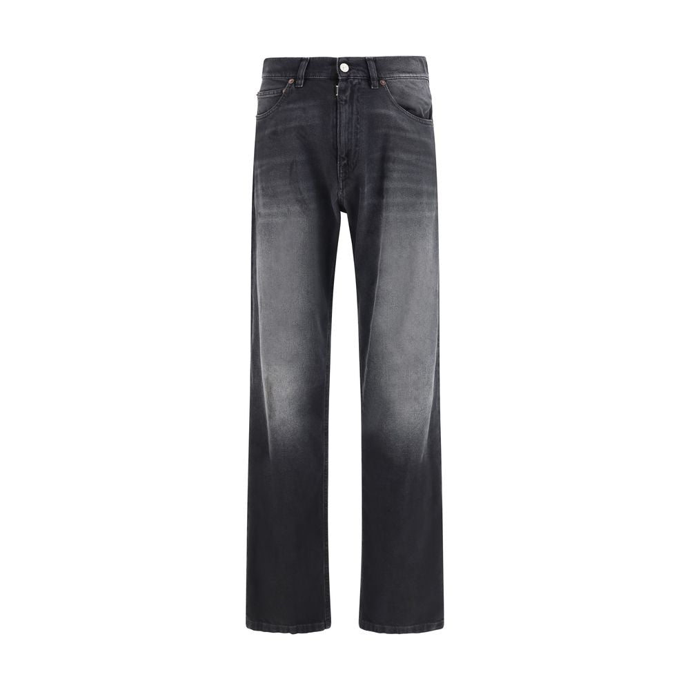 Black Cotton Straight - Leg Jeans - TIZZIL