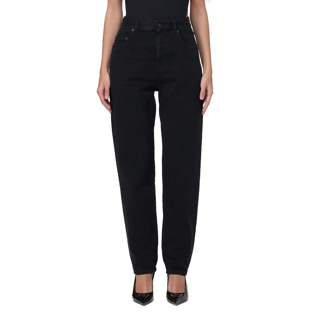Black Cotton Straight - Leg Jeans - TIZZIL