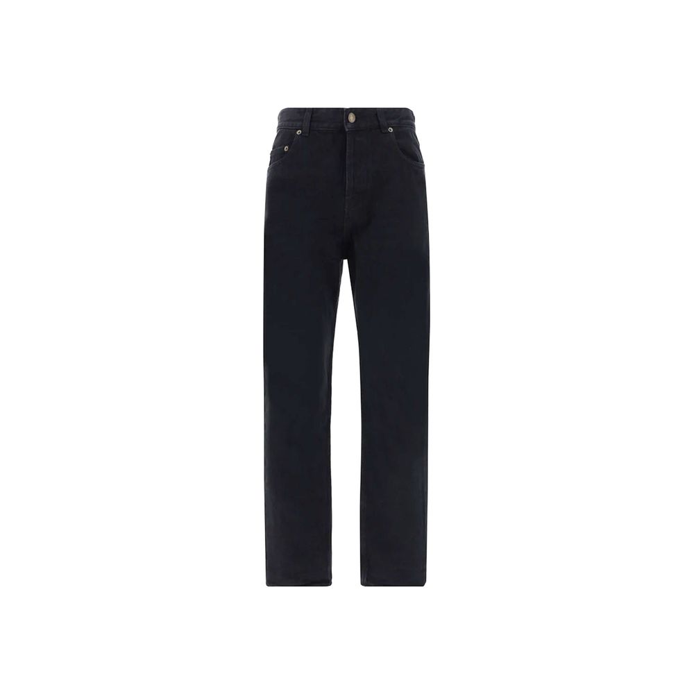 Black Cotton Straight - Leg Jeans - TIZZIL