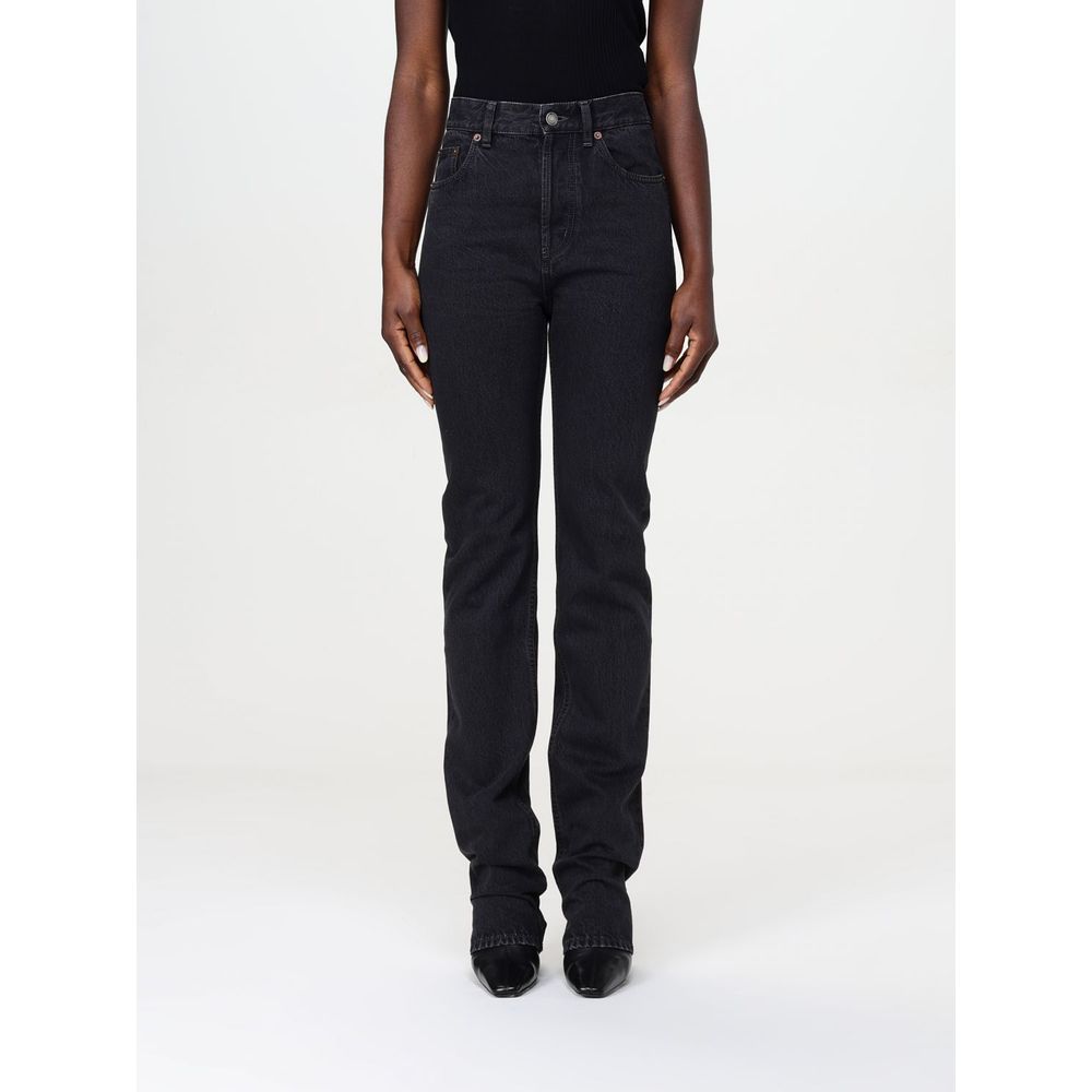 Black Cotton Straight - Leg Jeans - TIZZIL