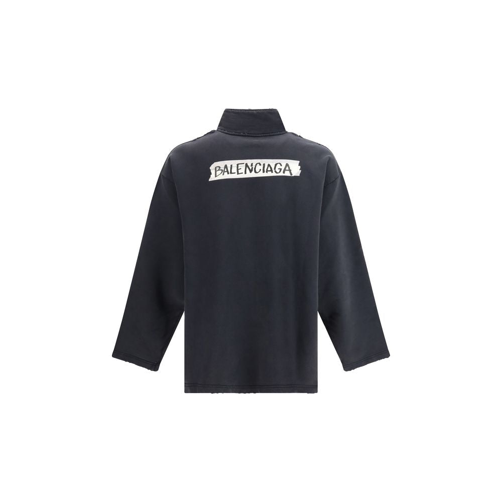 Black Cotton Sweatshirt - TIZZIL