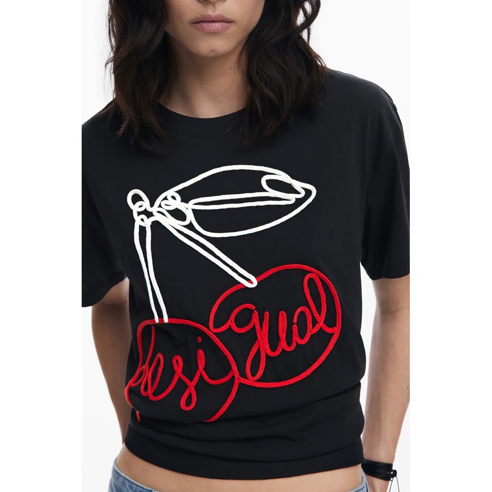 Black Cotton Women T-Shirt - TIZZIL