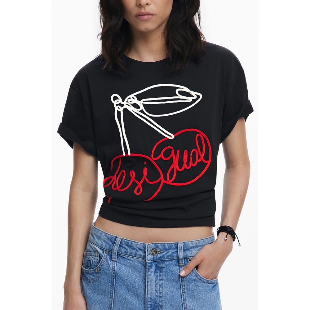 Black Cotton Women T-Shirt - TIZZIL
