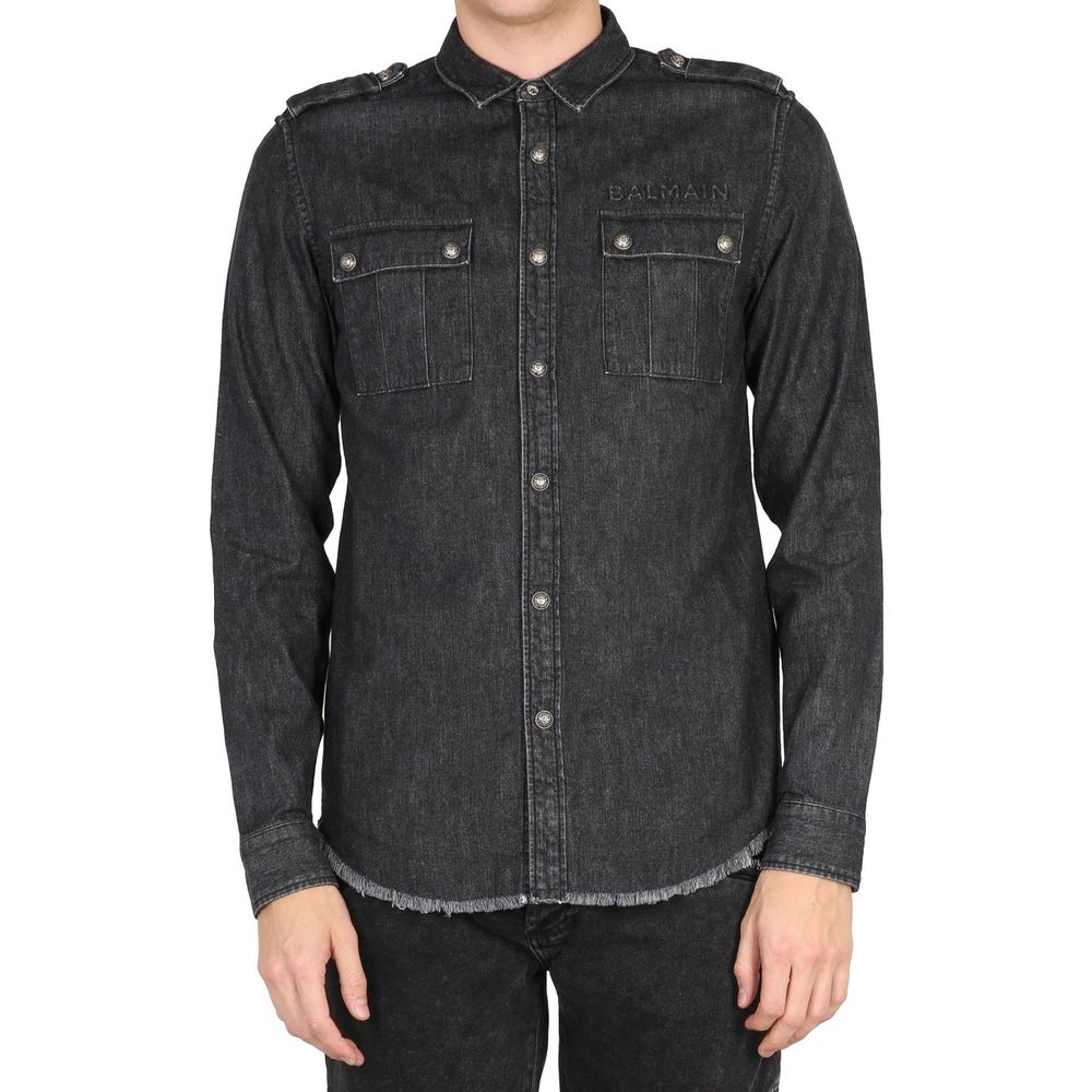 Black Denim Shirt - TIZZIL