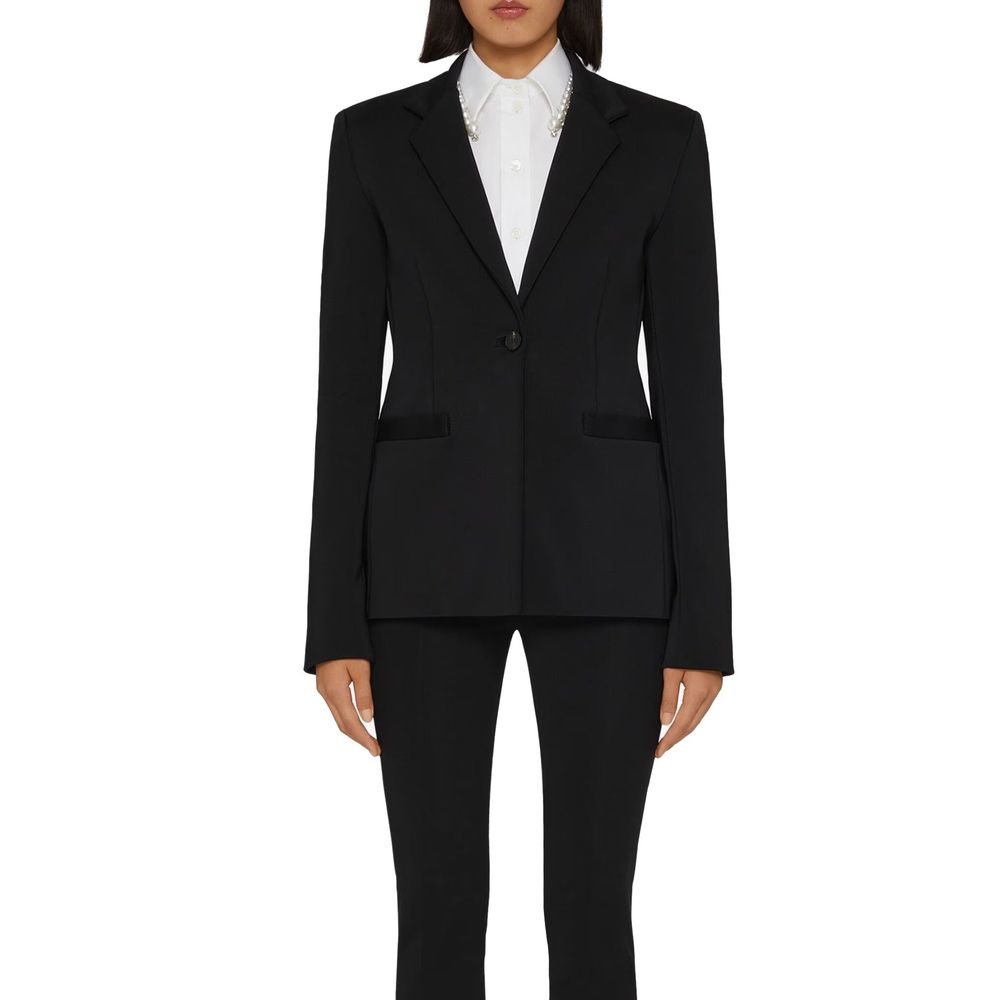 Black Elastane Blazer - TIZZIL