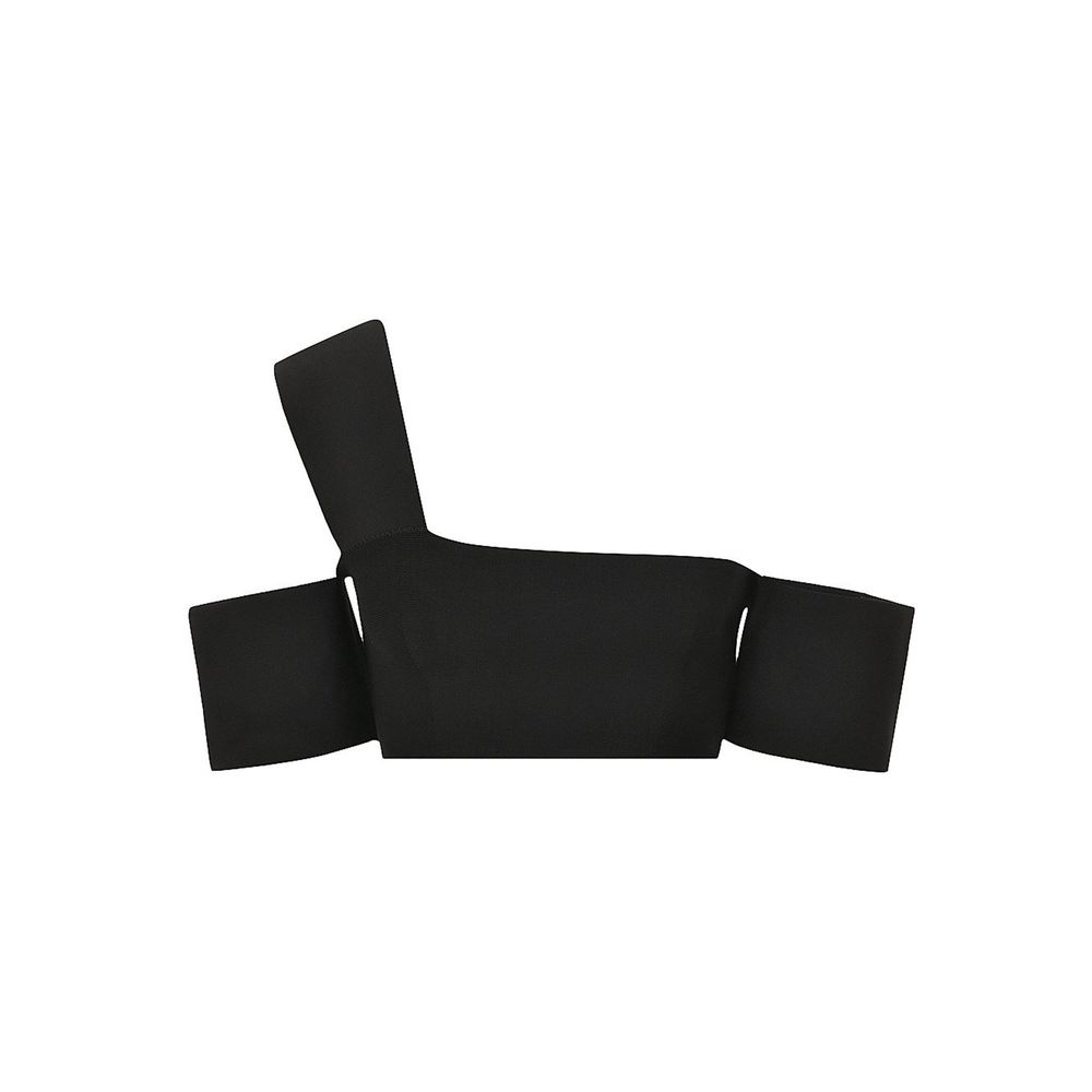 Black Elastane Tank Tops - TIZZIL