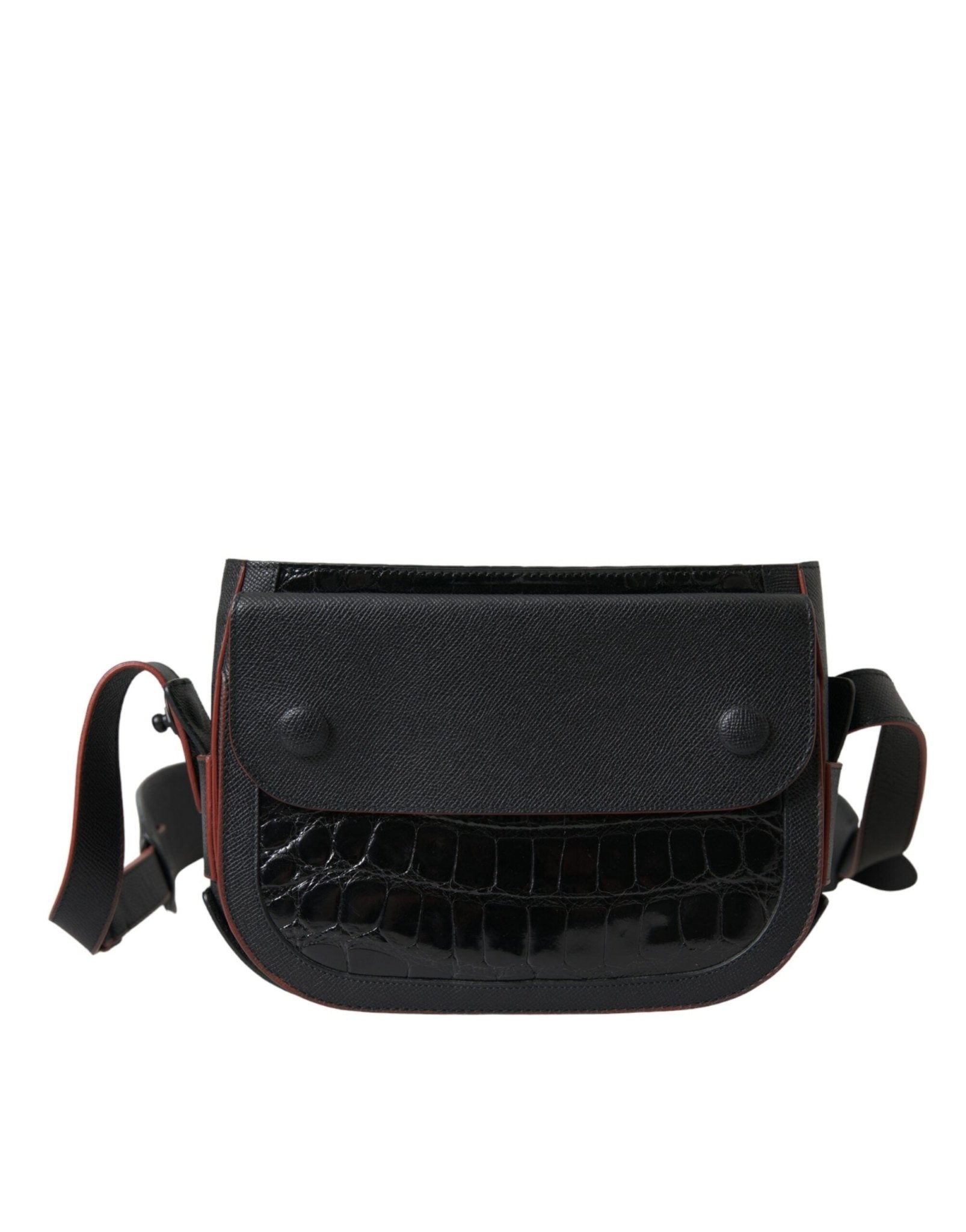 Black Exotic Leather Shoulder Crossbody Camera Bag - TIZZIL