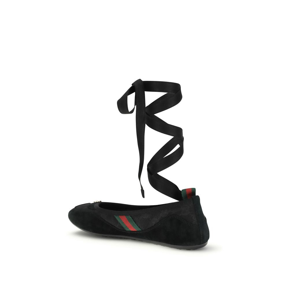 Black Fabric Ballet Flats - TIZZIL