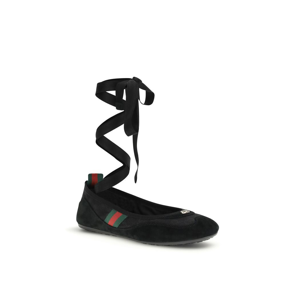 Black Fabric Ballet Flats - TIZZIL