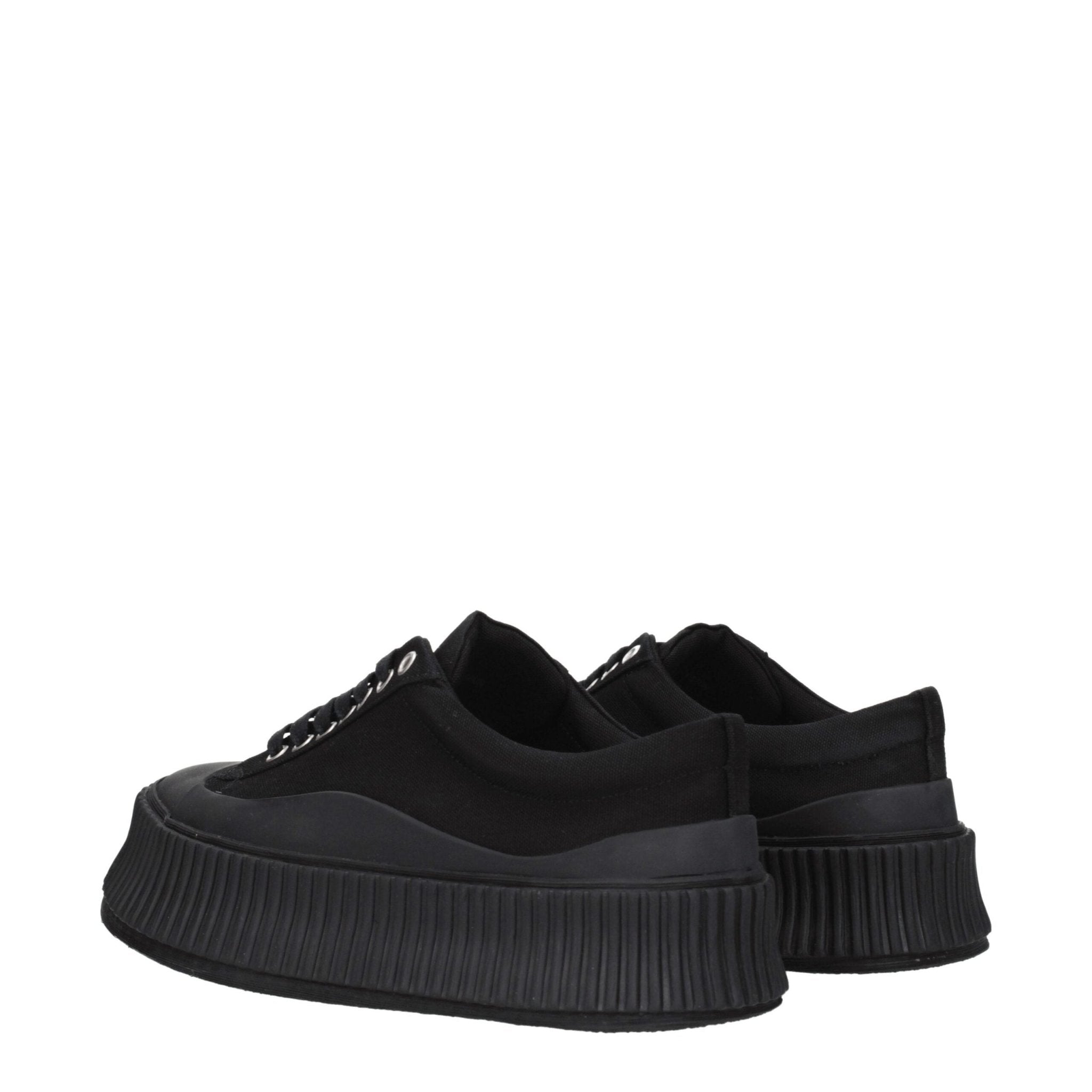 Black Fabric Chunky Sneakers - TIZZIL