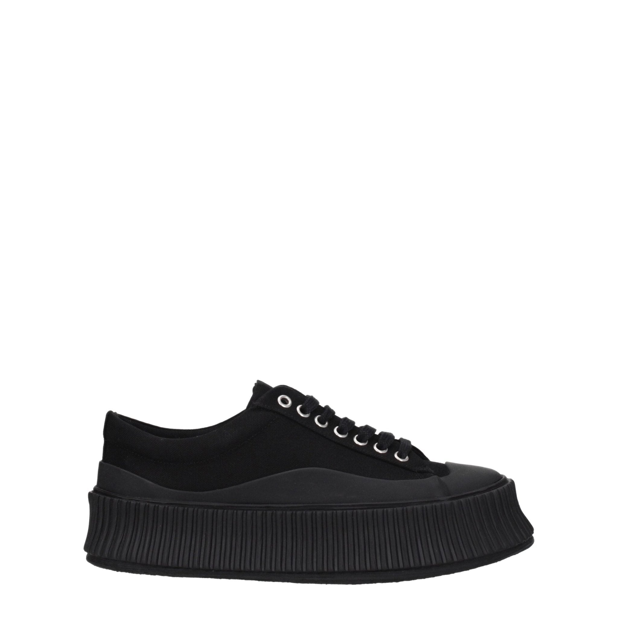 Black Fabric Chunky Sneakers - TIZZIL