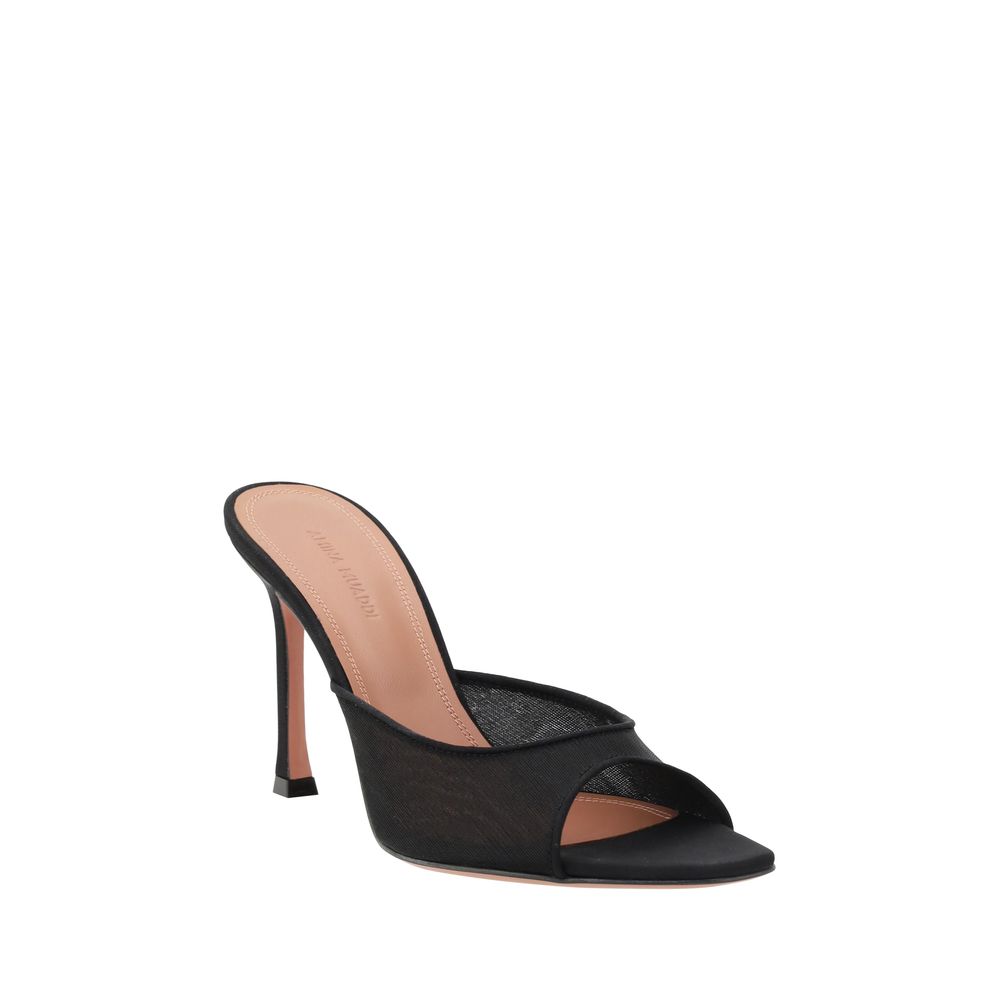 Black Fabric Stiletto Heel Sandals - TIZZIL