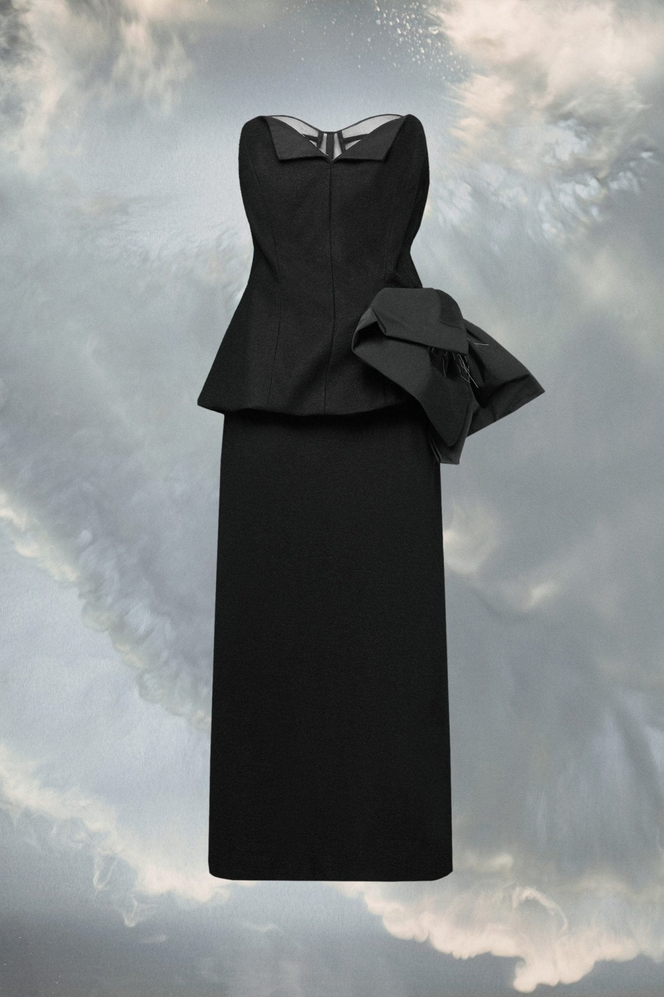 Black Fibres Midi Dress - TIZZIL