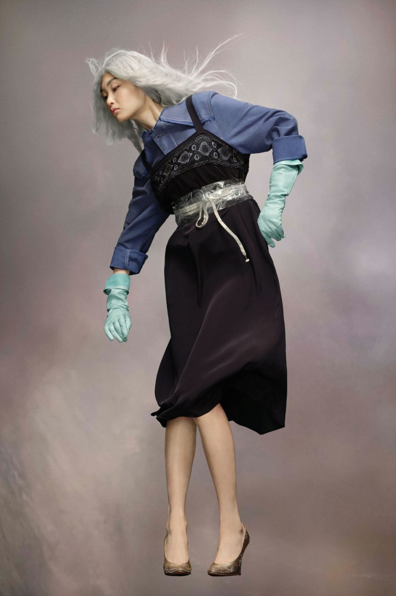 Black Fibres Midi Dress - TIZZIL