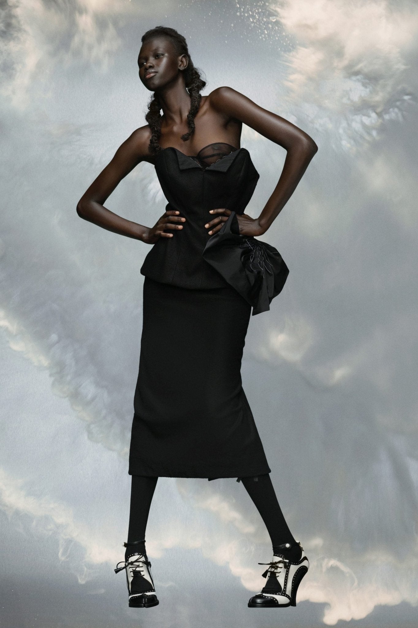 Black Fibres Midi Dress - TIZZIL