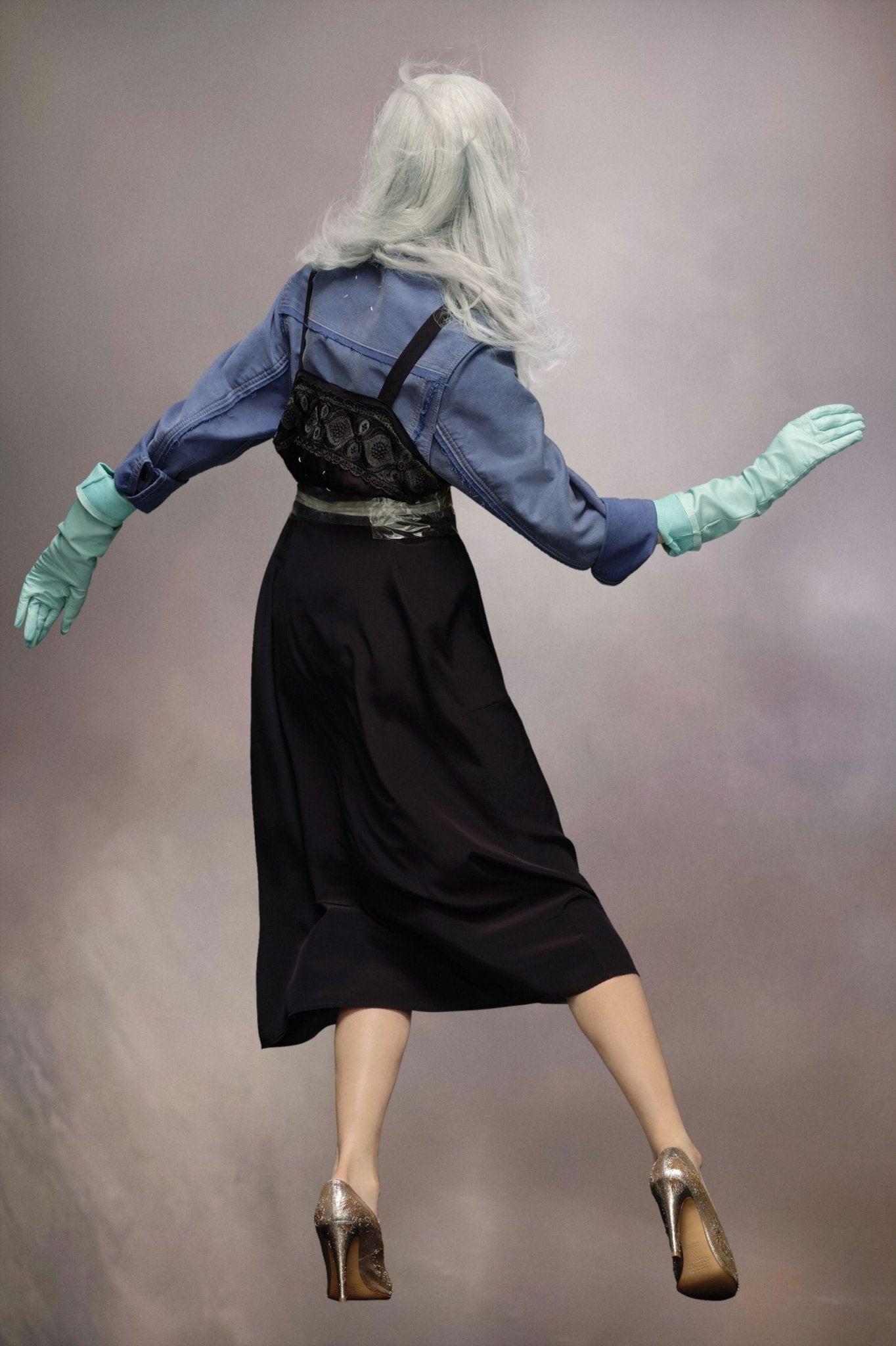 Black Fibres Midi Dress - TIZZIL