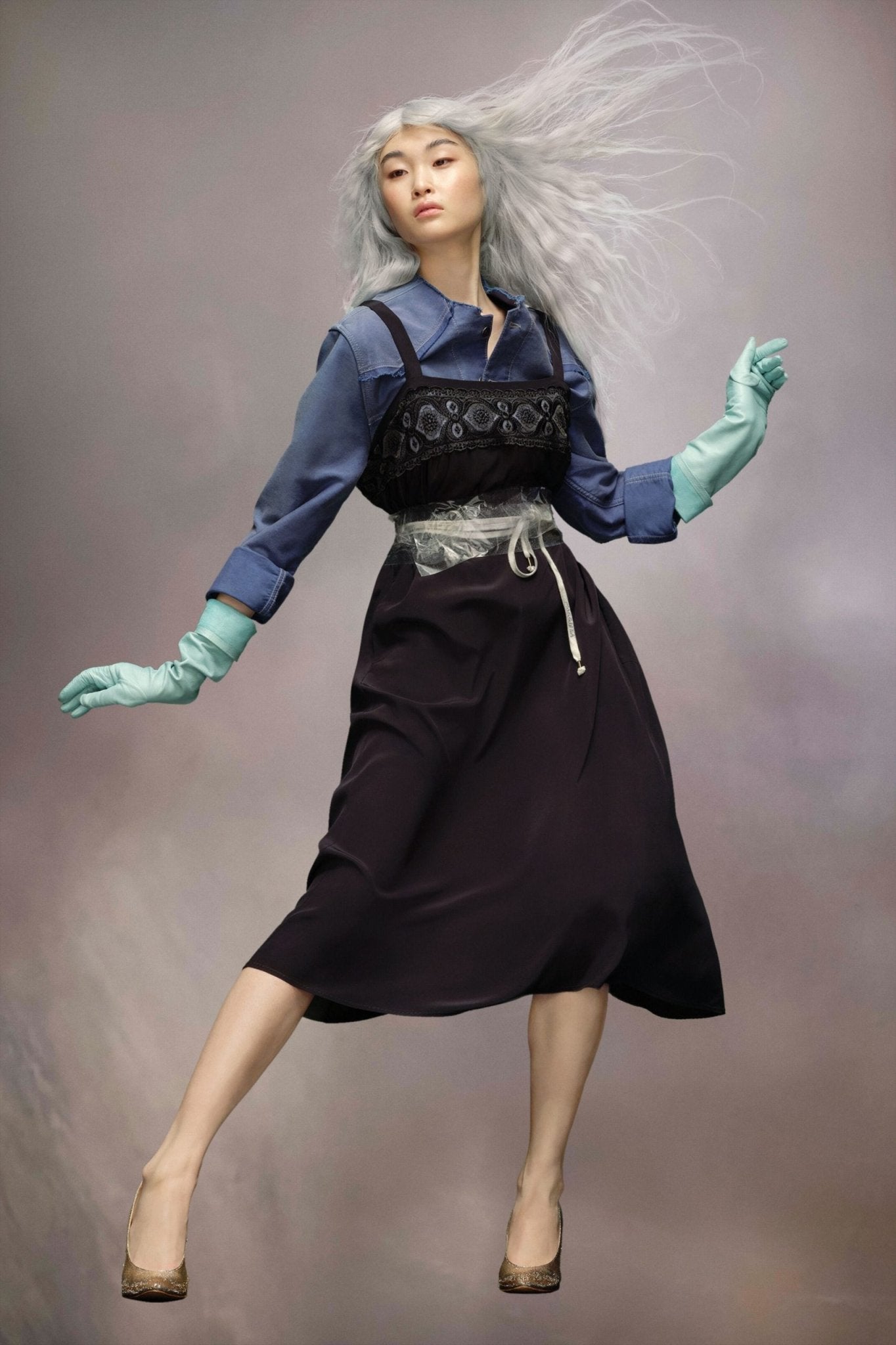 Black Fibres Midi Dress - TIZZIL