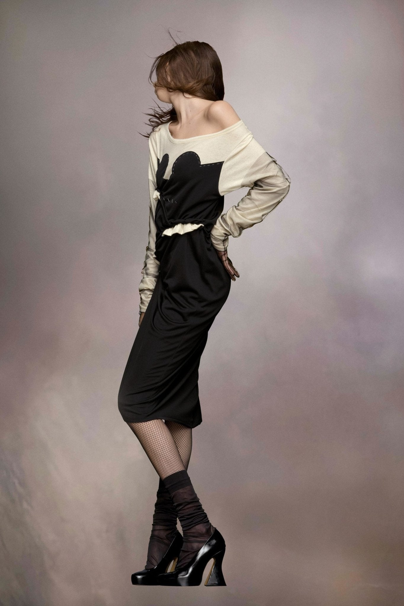 Black Fibres Midi Dress - TIZZIL