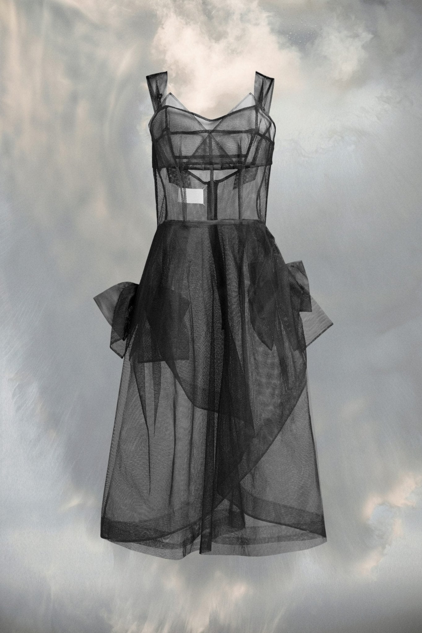 Black Fibres Midi Dress - TIZZIL