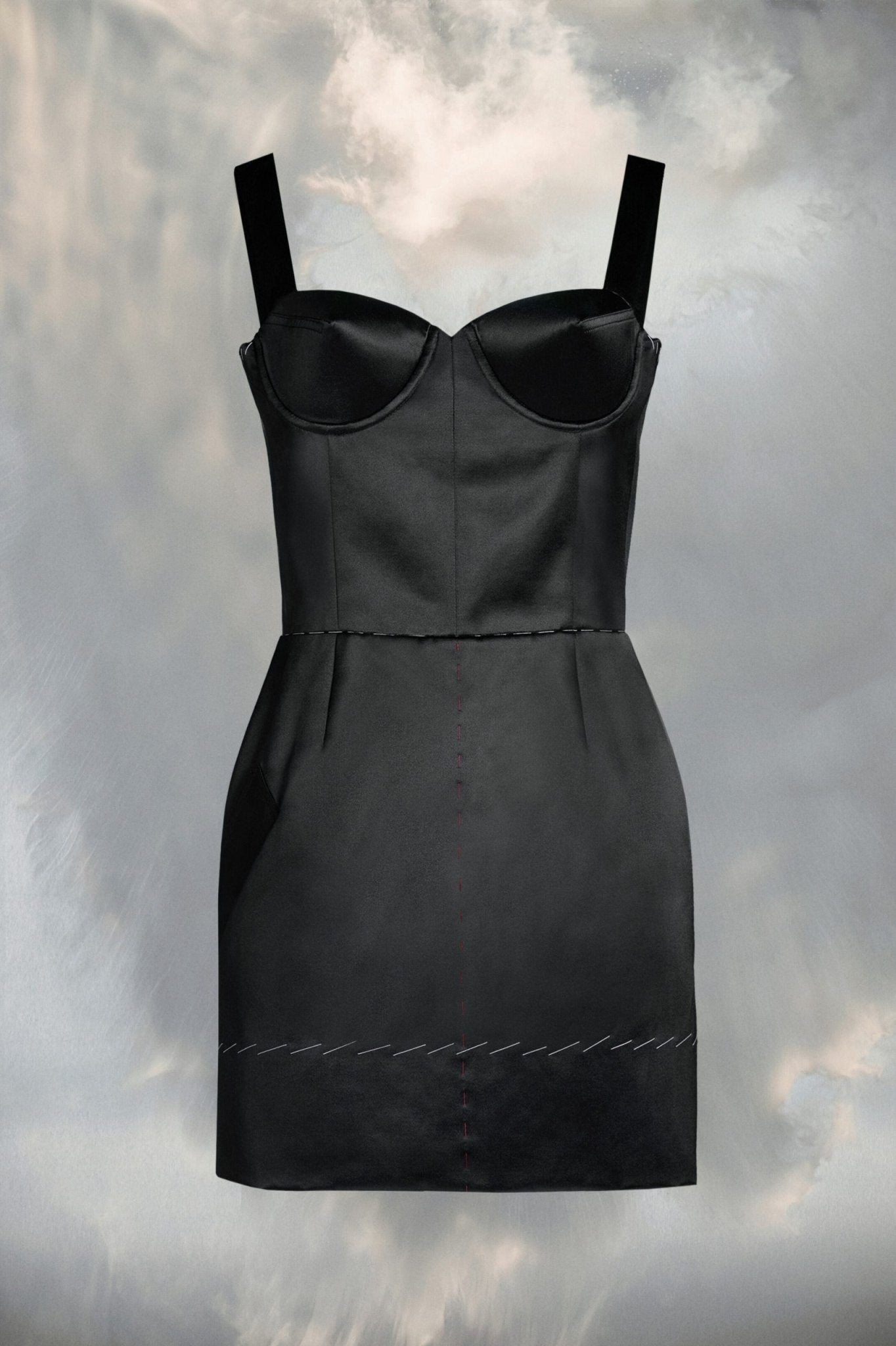 Black Fibres Short Dress - TIZZIL