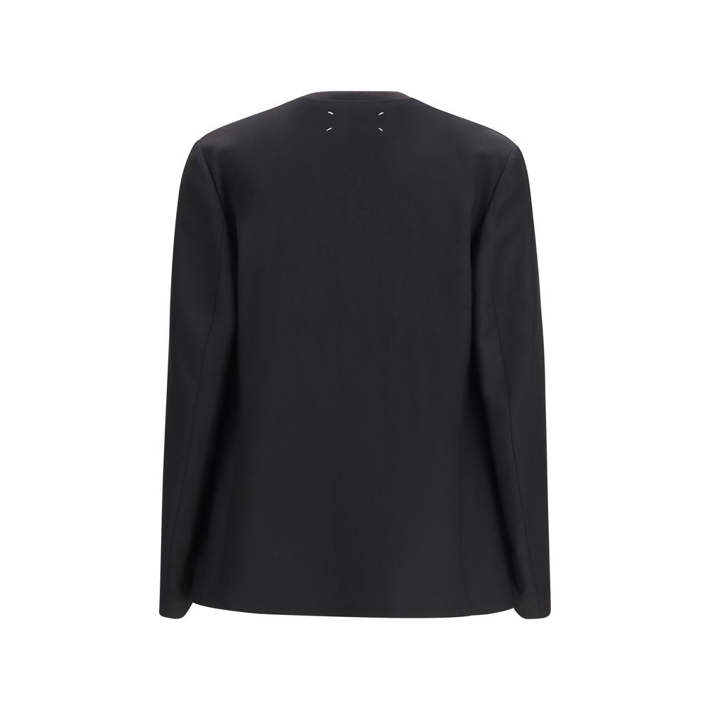 Black Fleece Wool Blazer - TIZZIL