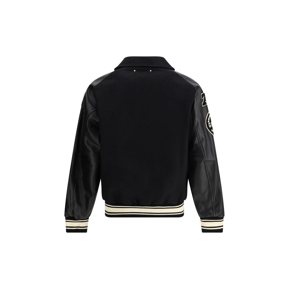 Black Fleece Wool Bomber - TIZZIL