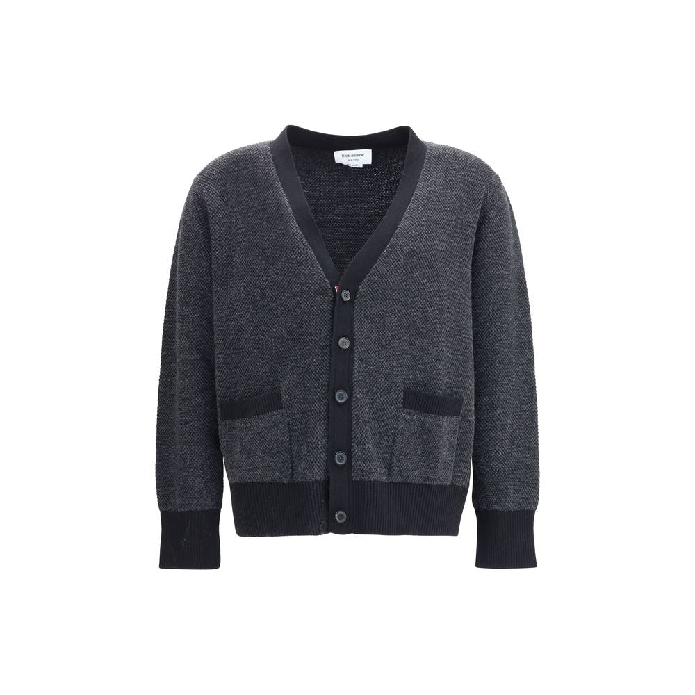 Black Fleece Wool Cardigan - TIZZIL