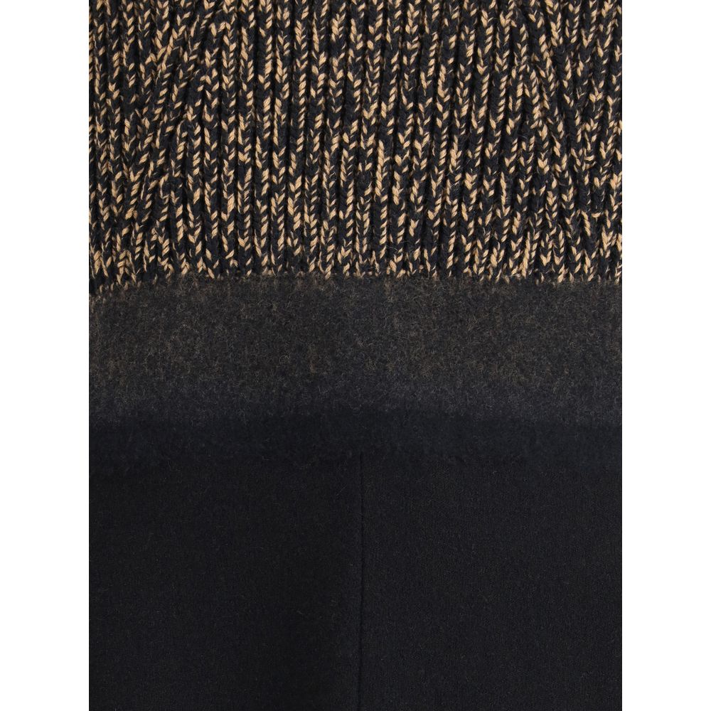 Black Fleece Wool Casual Dress - TIZZIL