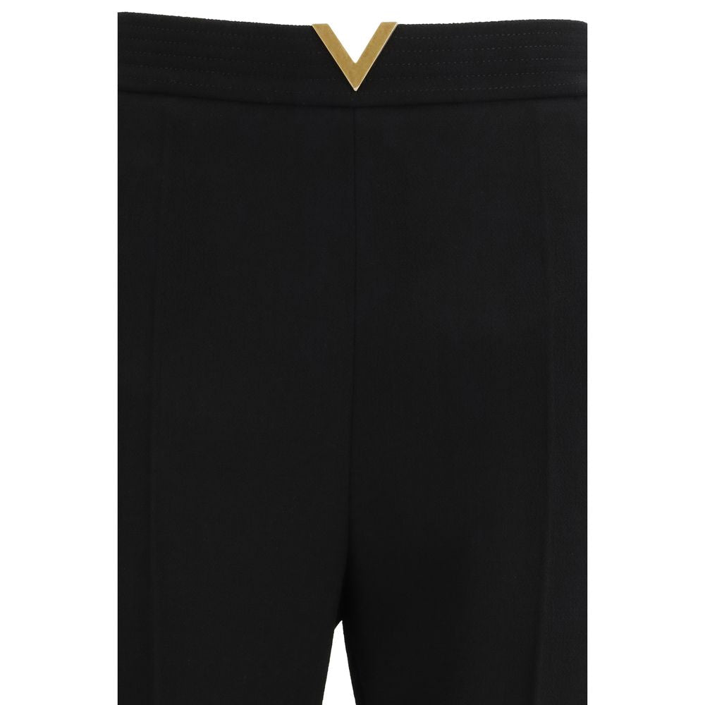 Black Fleece Wool Flared Pants - TIZZIL