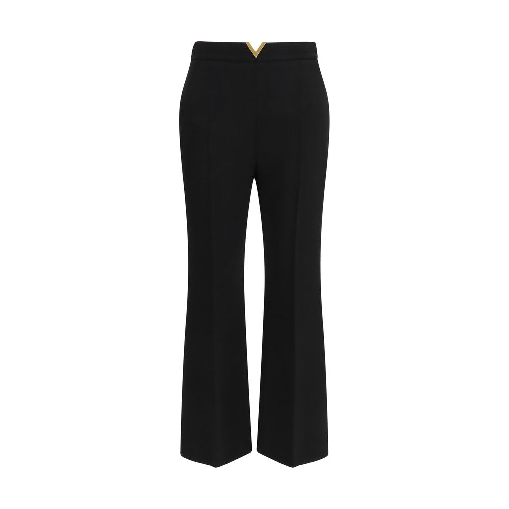 Black Fleece Wool Flared Pants - TIZZIL