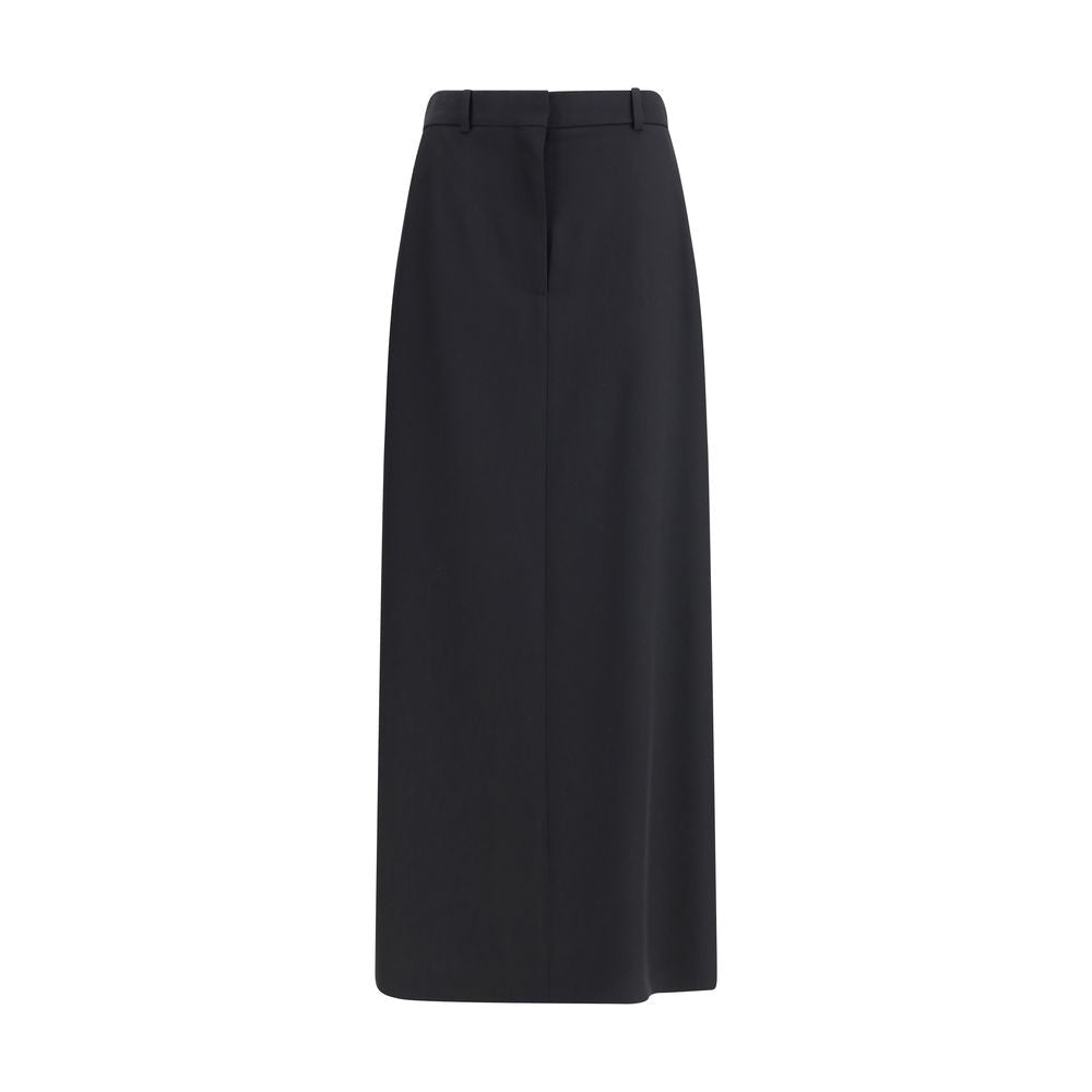 Black Fleece Wool Long Skirt - TIZZIL