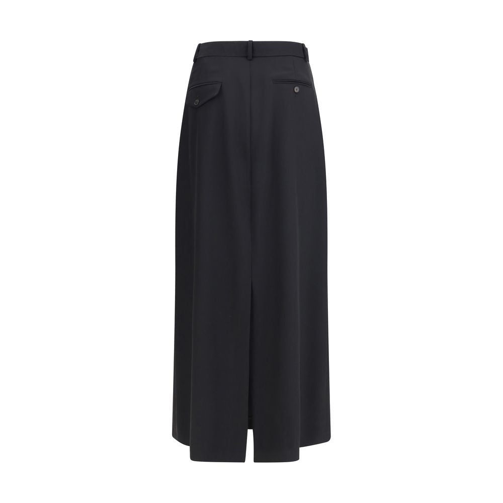 Black Fleece Wool Long Skirt - TIZZIL