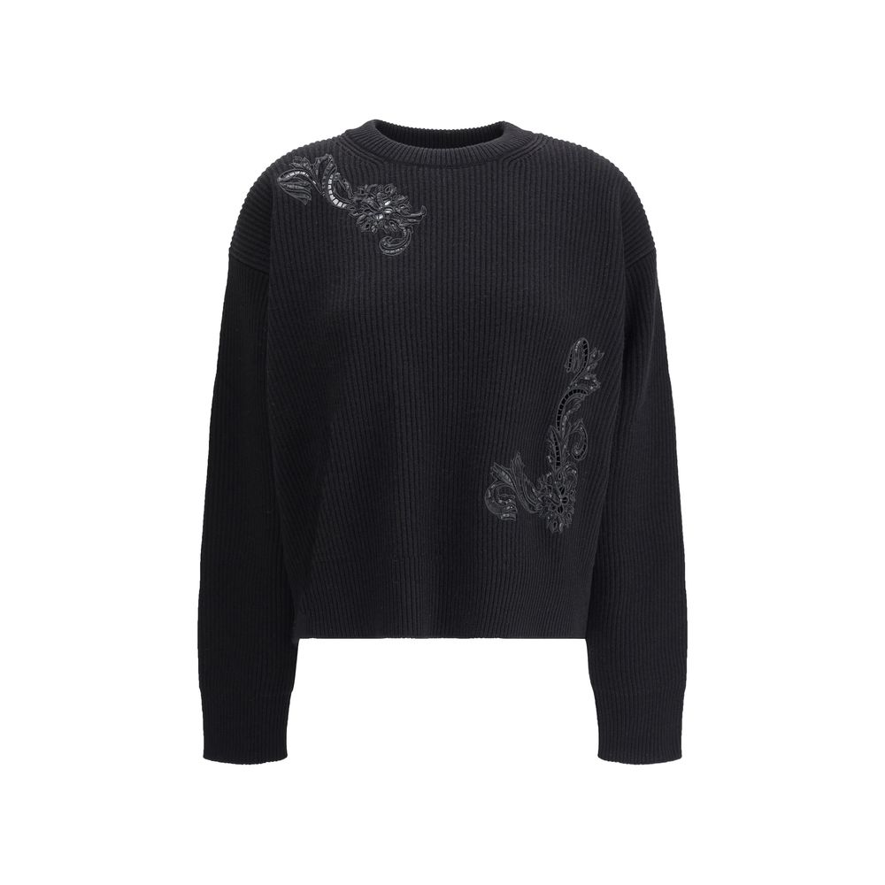 Black Fleece Wool Sweatshirt - TIZZIL