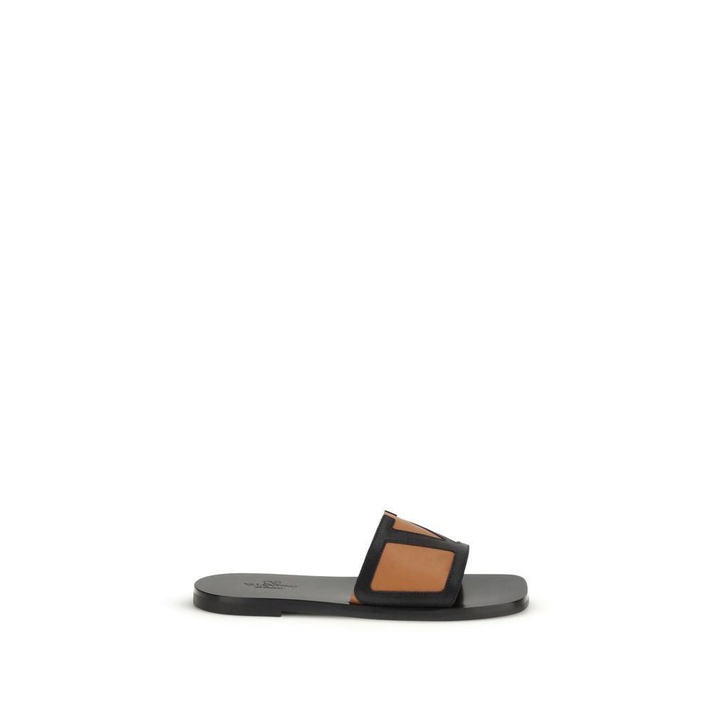 Black Goatskin Flat Sandals - TIZZIL